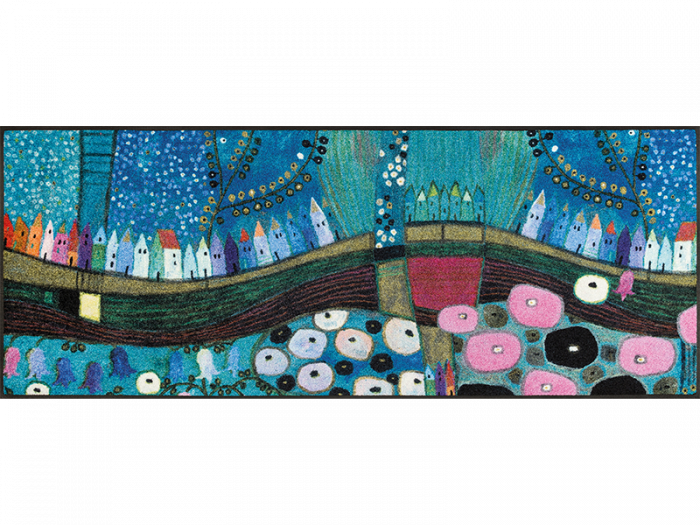 Stadt in Blau wash + dry Fußmatte