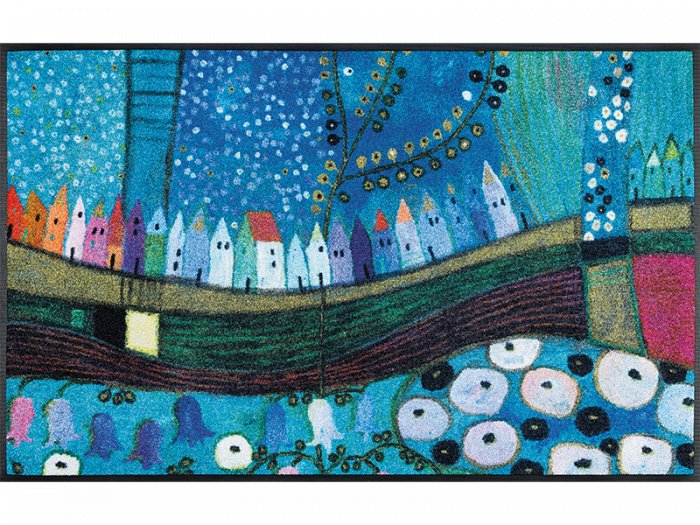 Stadt in Blau wash + dry Fußmatte