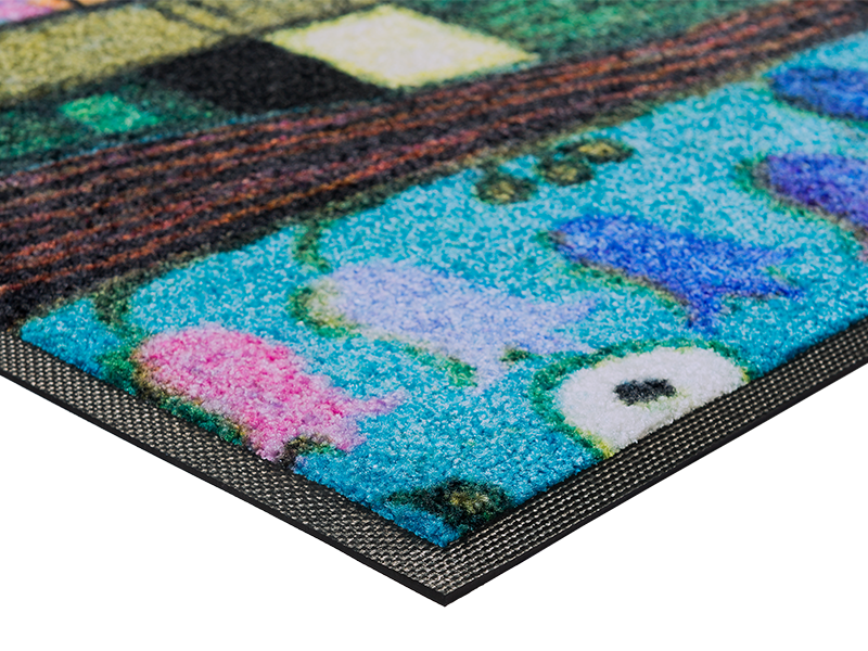 Stadt in Blau wash + dry Fußmatte