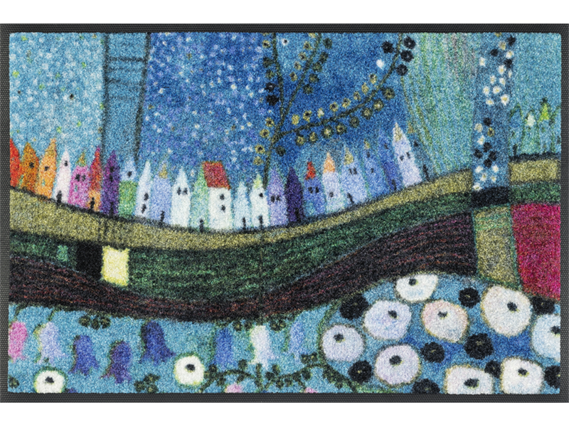 Stadt in Blau wash + dry Fußmatte