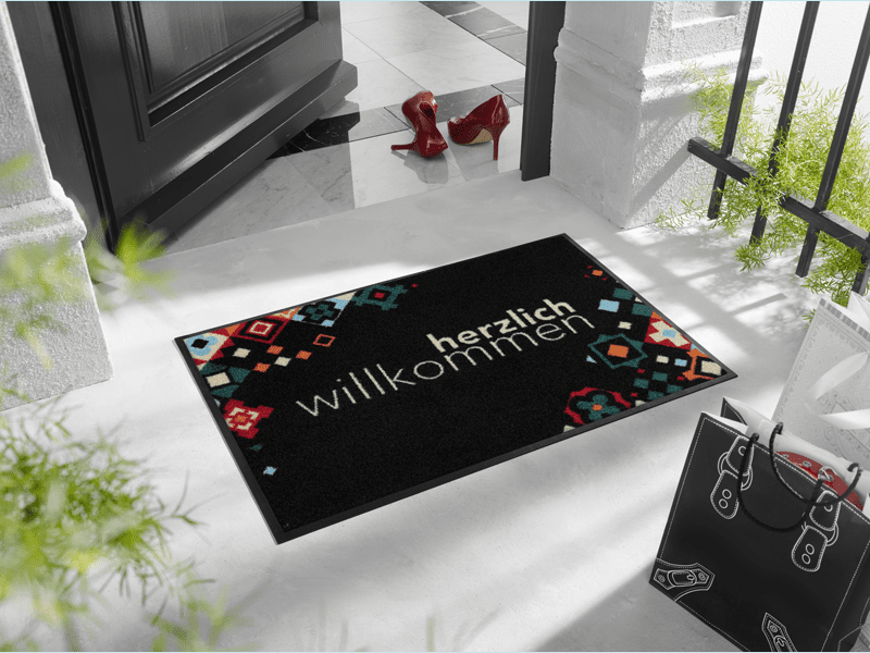 Willkommen Mosaik bunt wash + dry Fußmatte