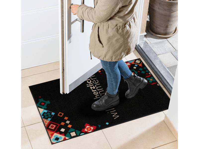 Willkommen Mosaik bunt wash + dry Fußmatte